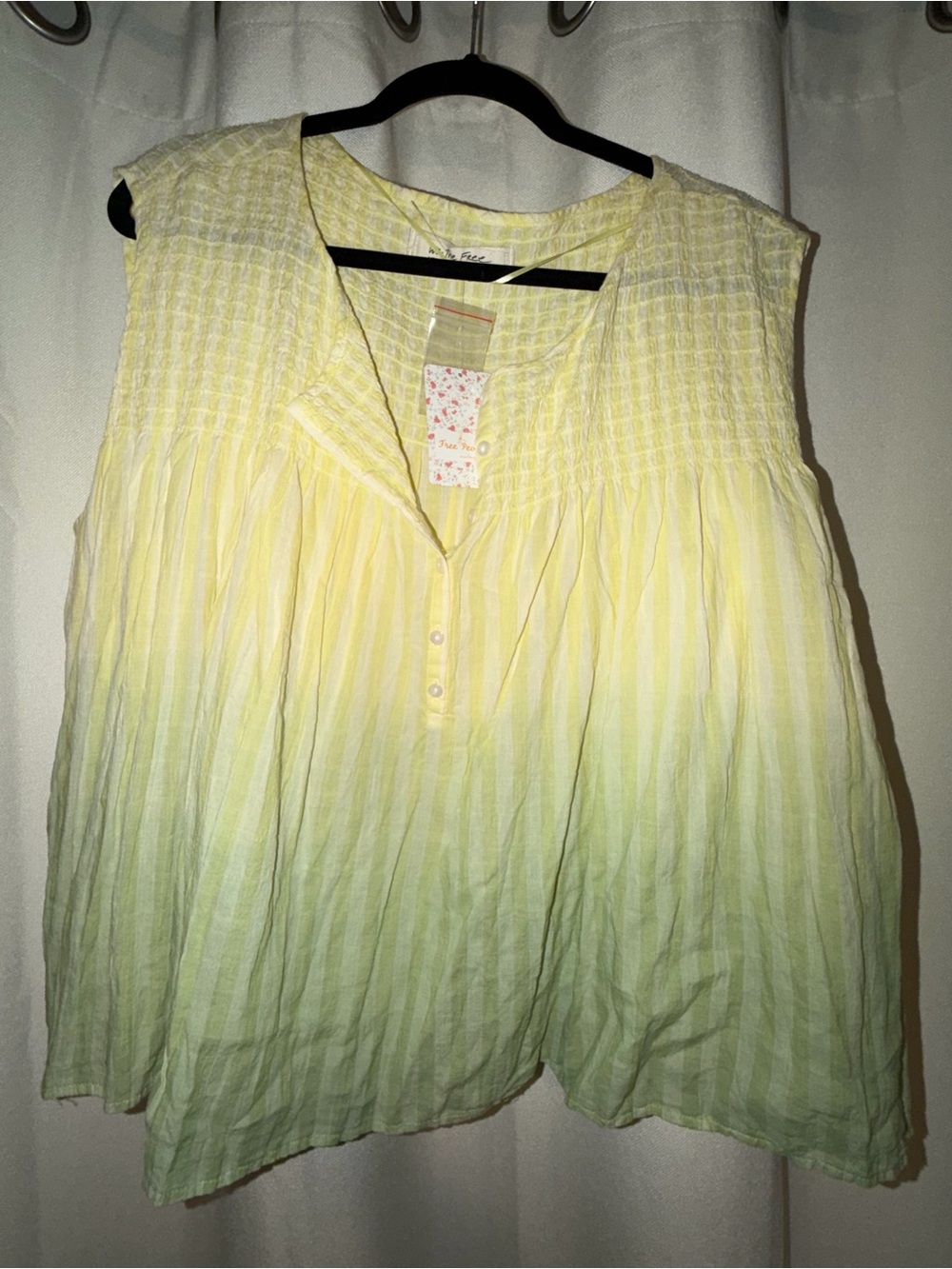 Free People Little Bit of Something Ombre Flowy Blouse Top Yellow - Picture 3 of 5